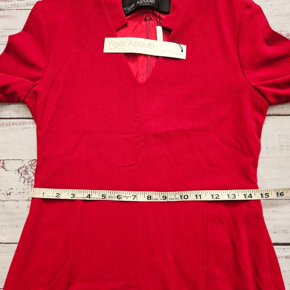 Yigal Azrouël Long Sleeve Red Wool Dress Holiday Party Event Womens 10 NWT - Picture 7 of 7